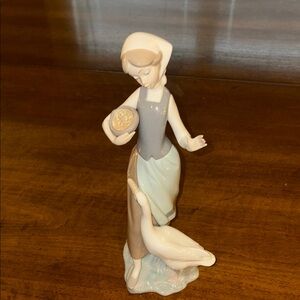 Lladro Porcelain Figurine with Blue Accents